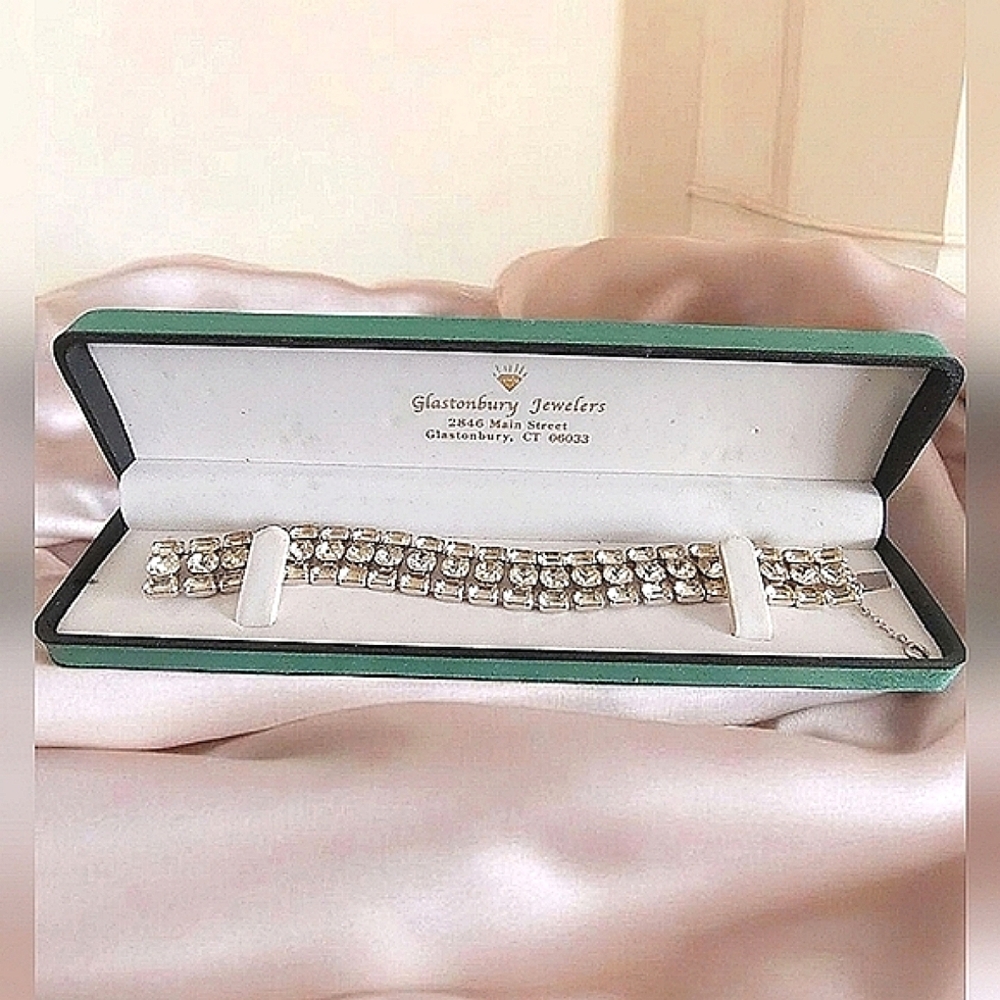 Eisenberg Crystal Rhinestone Headlight Bracelet Signed